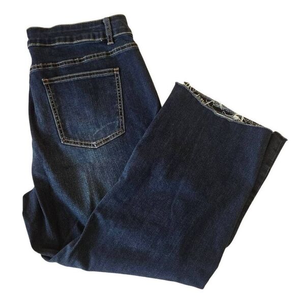 Charlie Women's Low Rise Raw Hem Dark Wash Denim Crop Jeans Blue Size 14 - Picture 7 of 11